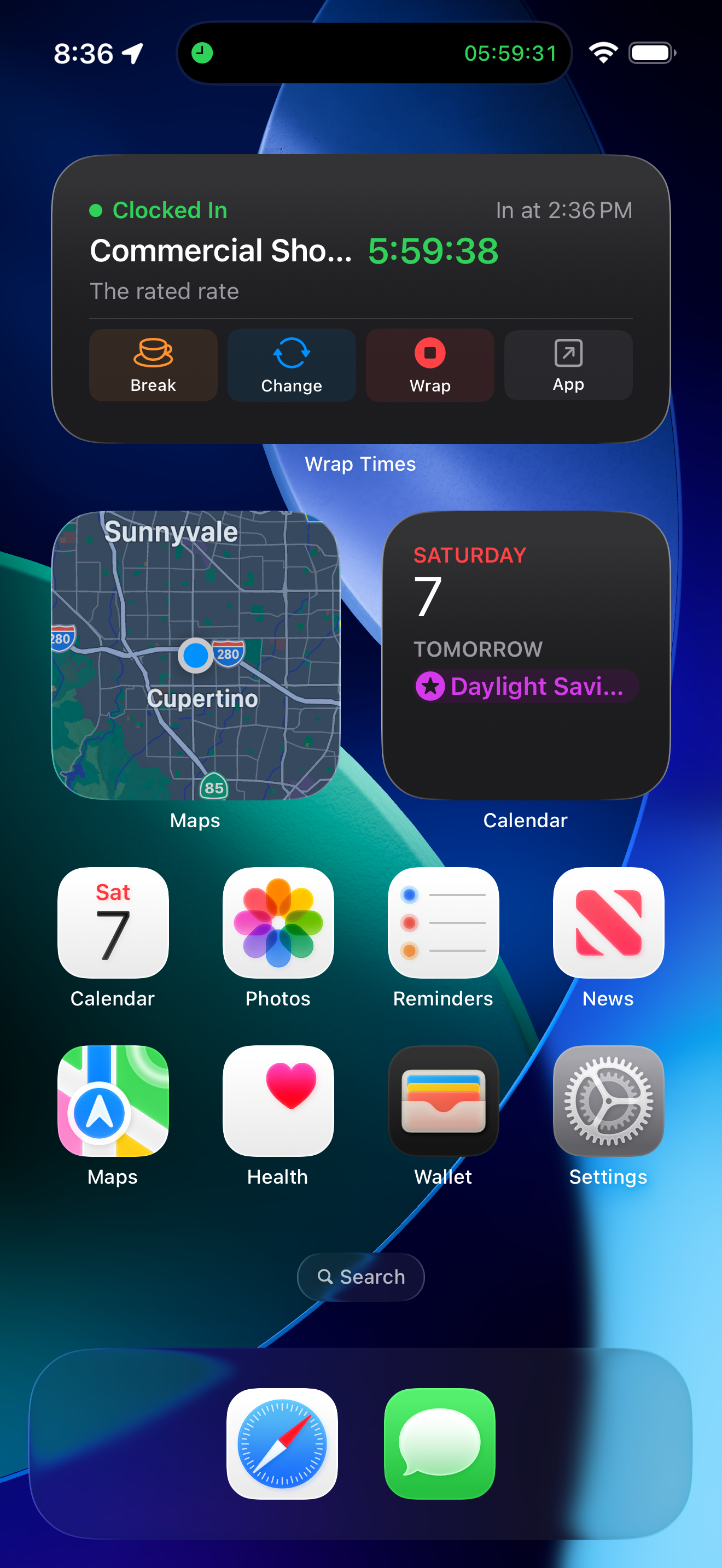 Clock In — Live Activity and widget on home screen